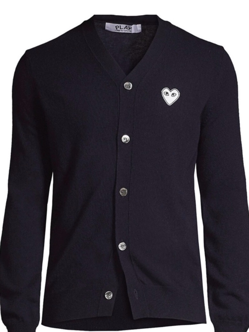 Comme des Garcons PLAY Navy Cardigan with White Heart Patch